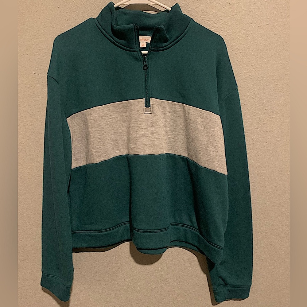 Colsie Women's Teal Fleece
Quarter Zip Crew Sweatshirt
Size XL